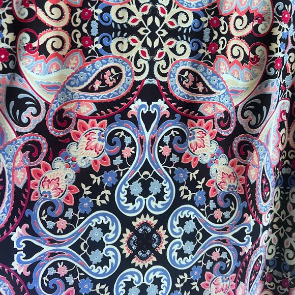 Eliza J Paisley Floral Blue Short Sleeves Knee Length Cocktail Dress Women's 10 - Picture 6 of 7